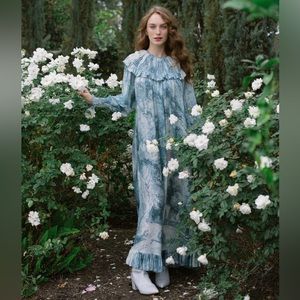 Lillou Cypress Avenue Teal and White Maxi Nap Dress Size Small